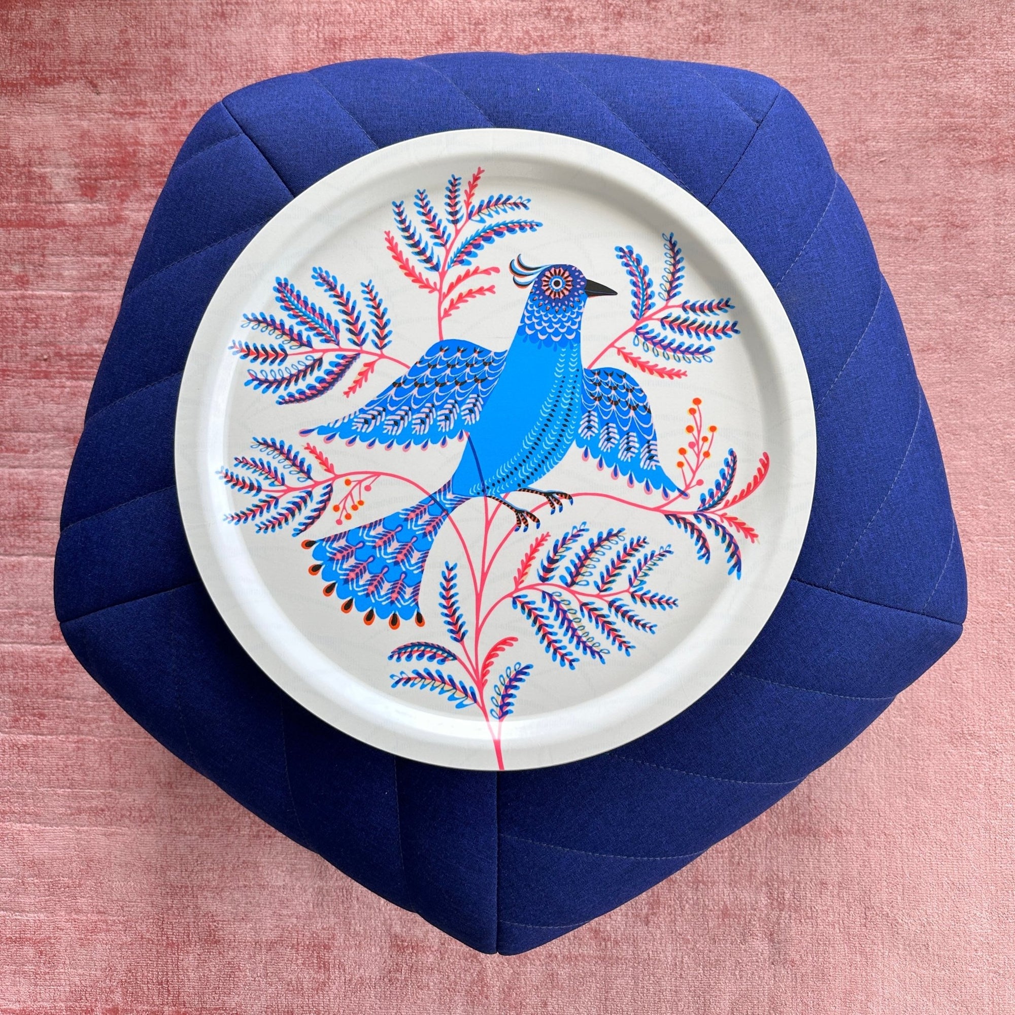 Bird Round Tray - Blue - Asta Barrington