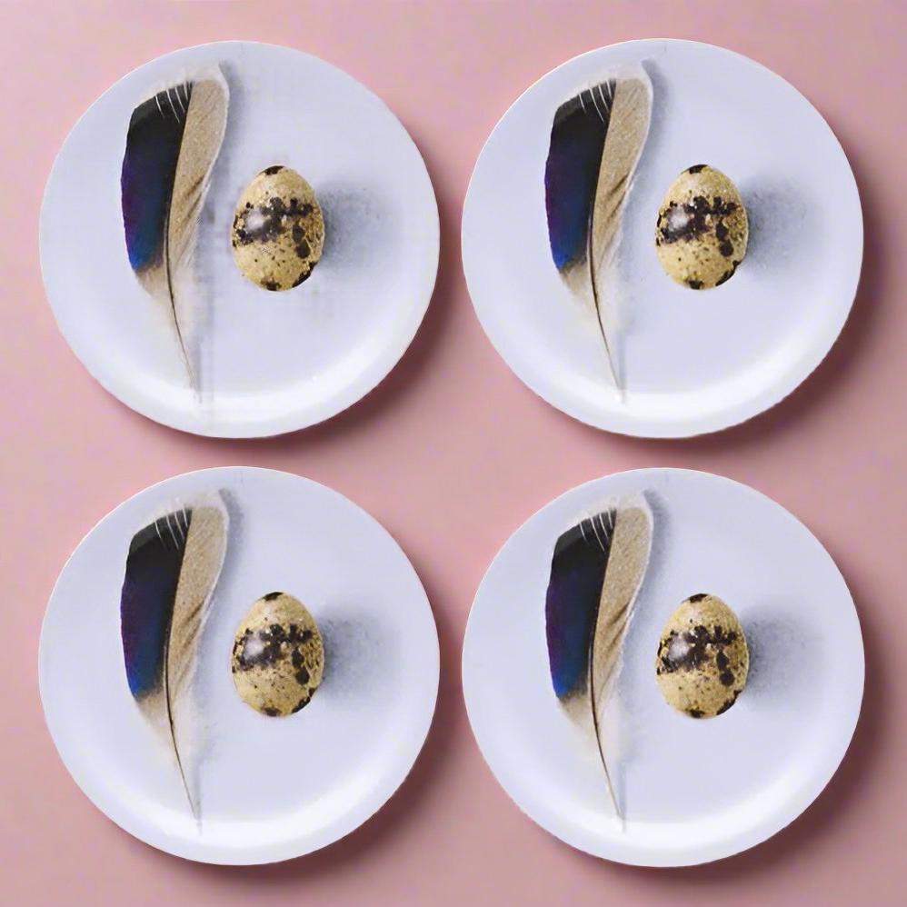 Feathered Coaster Set - Blue