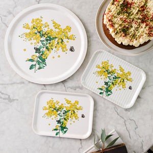 Golden Wattle Rectangular Tray - Stripes