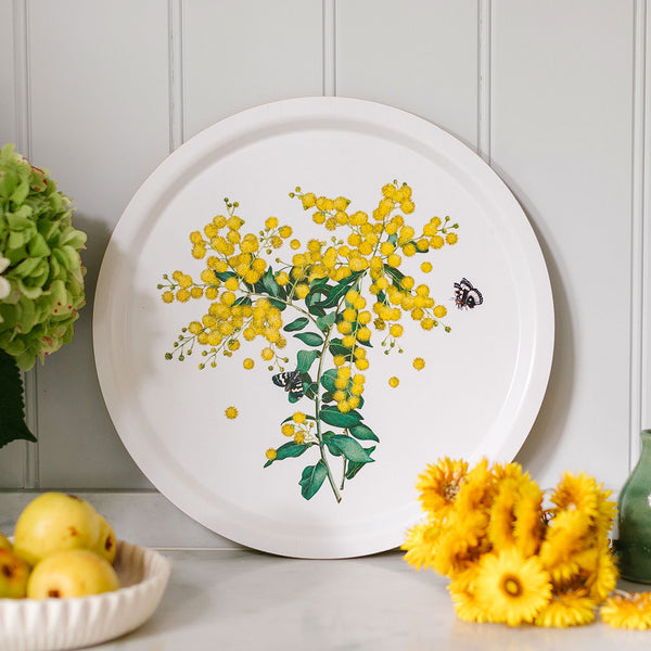 Glowing Wattle Round Tray