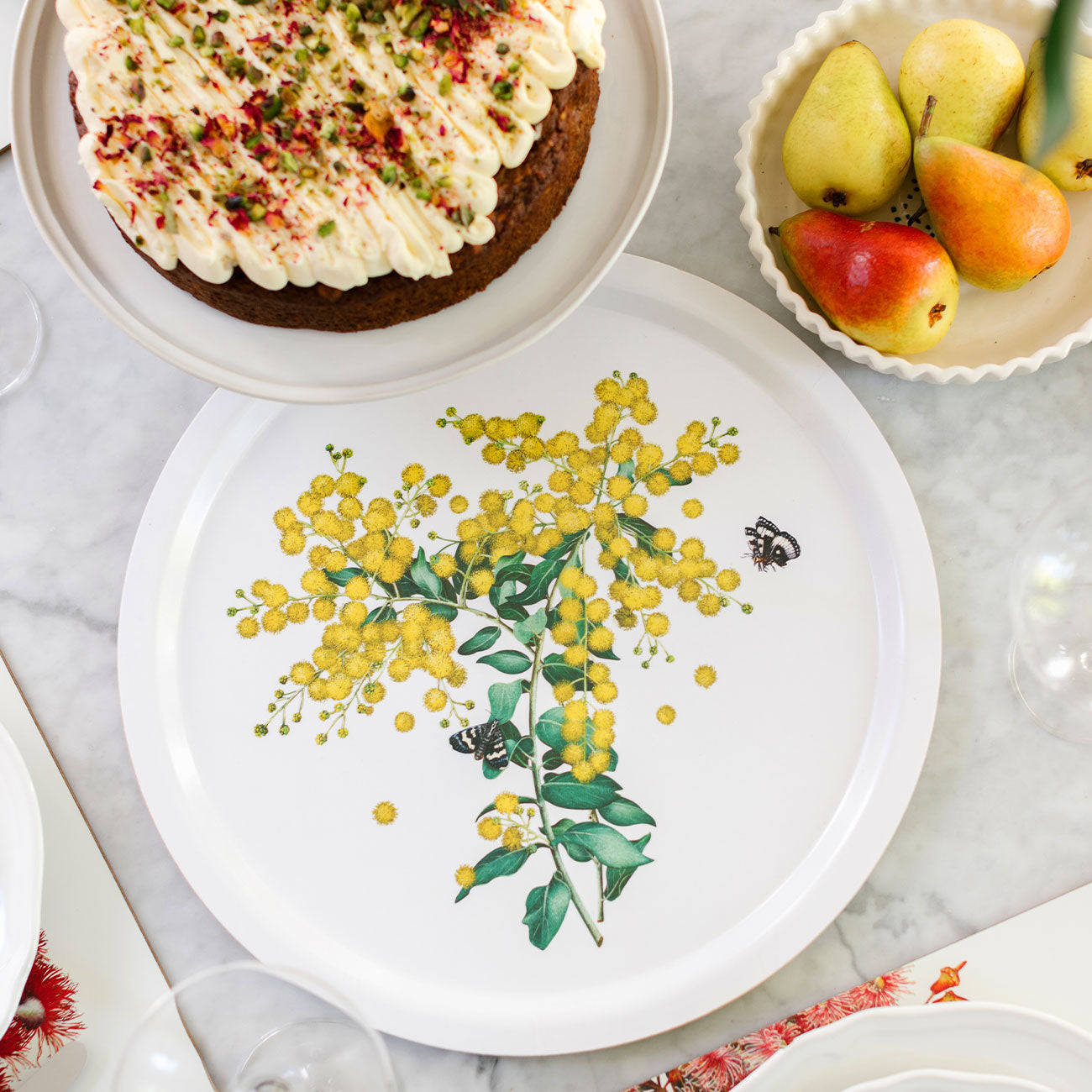 Glowing Wattle Round Tray