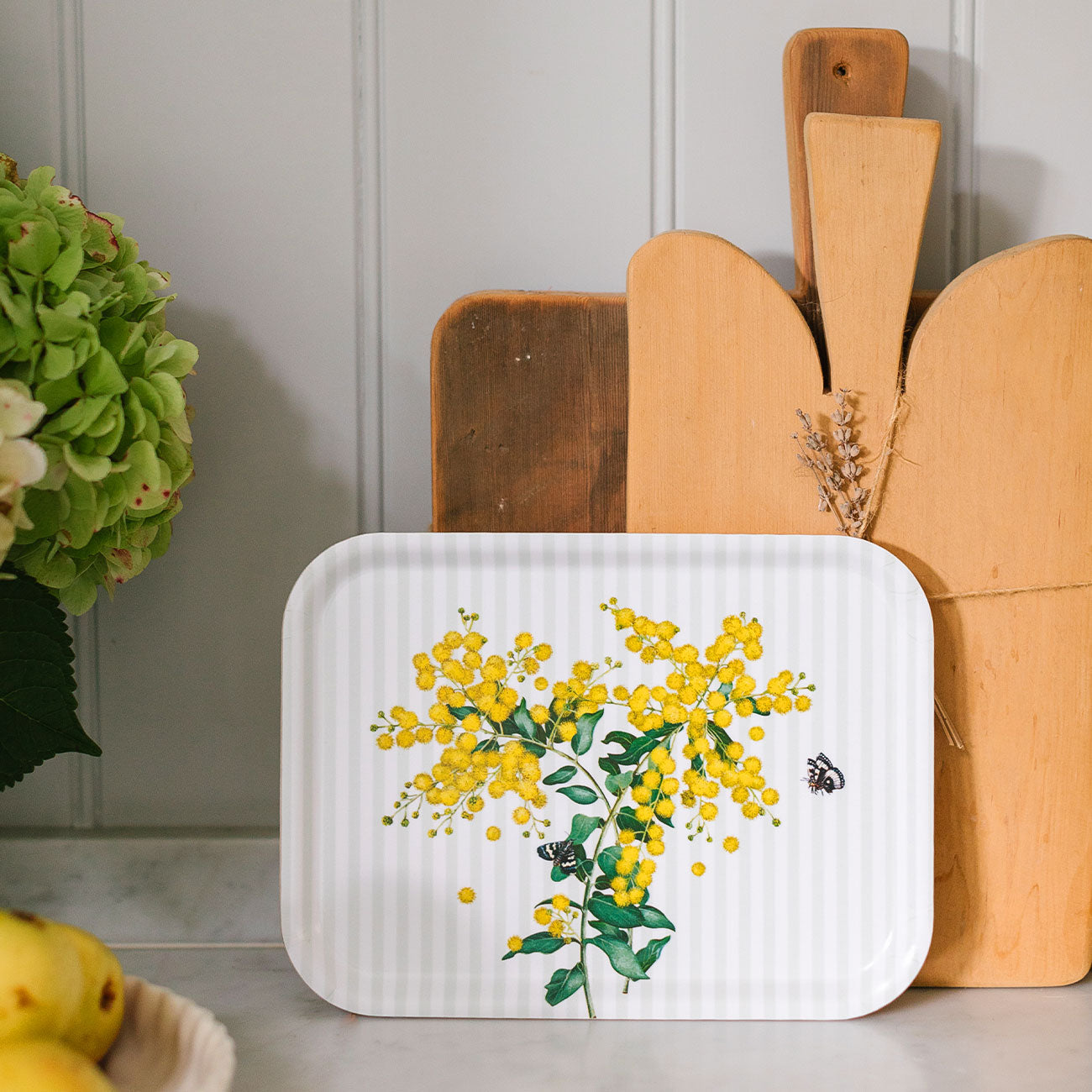 Glowing Wattle Rectangular Tray - Stripes