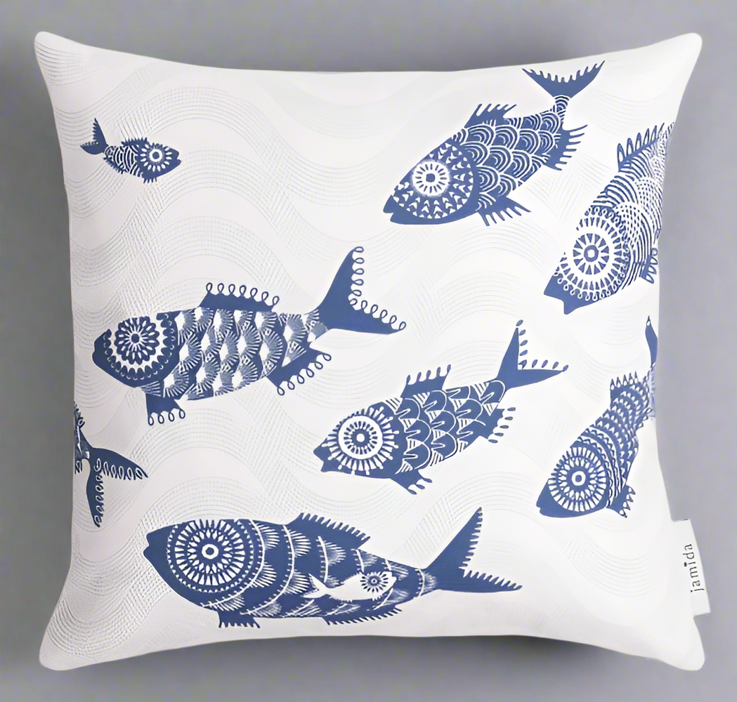 Cushion cover with fish pattern