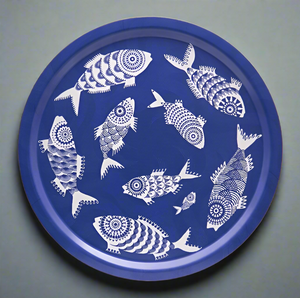 Shoal of Fish Round Tray - Blue