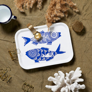 Birchwood tray with seafood pattern by Asta Barrington 