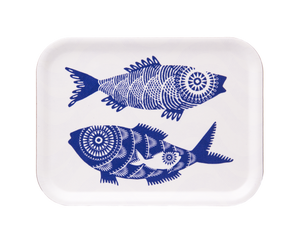 Birchwood tray with seafood pattern by Asta Barrington 