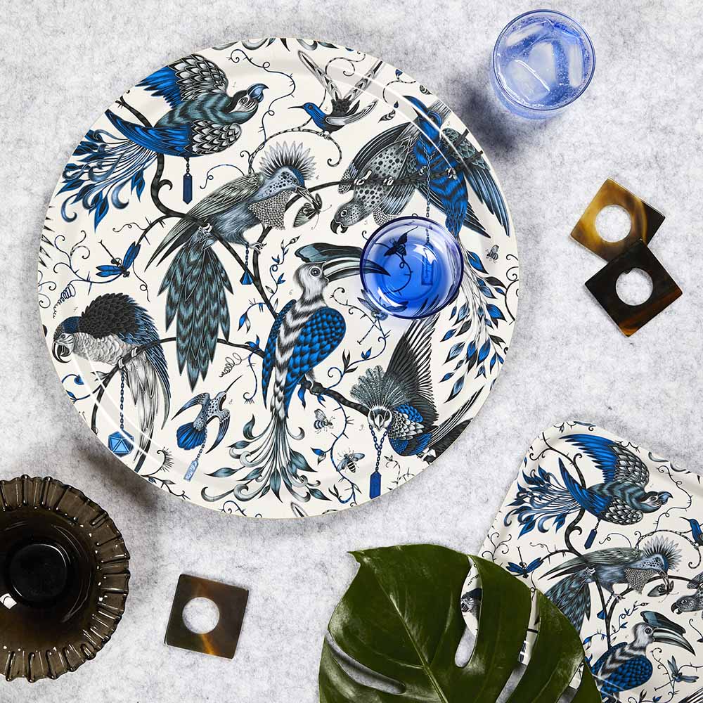 Audubon Round Tray - Blue - Emma J Shipley