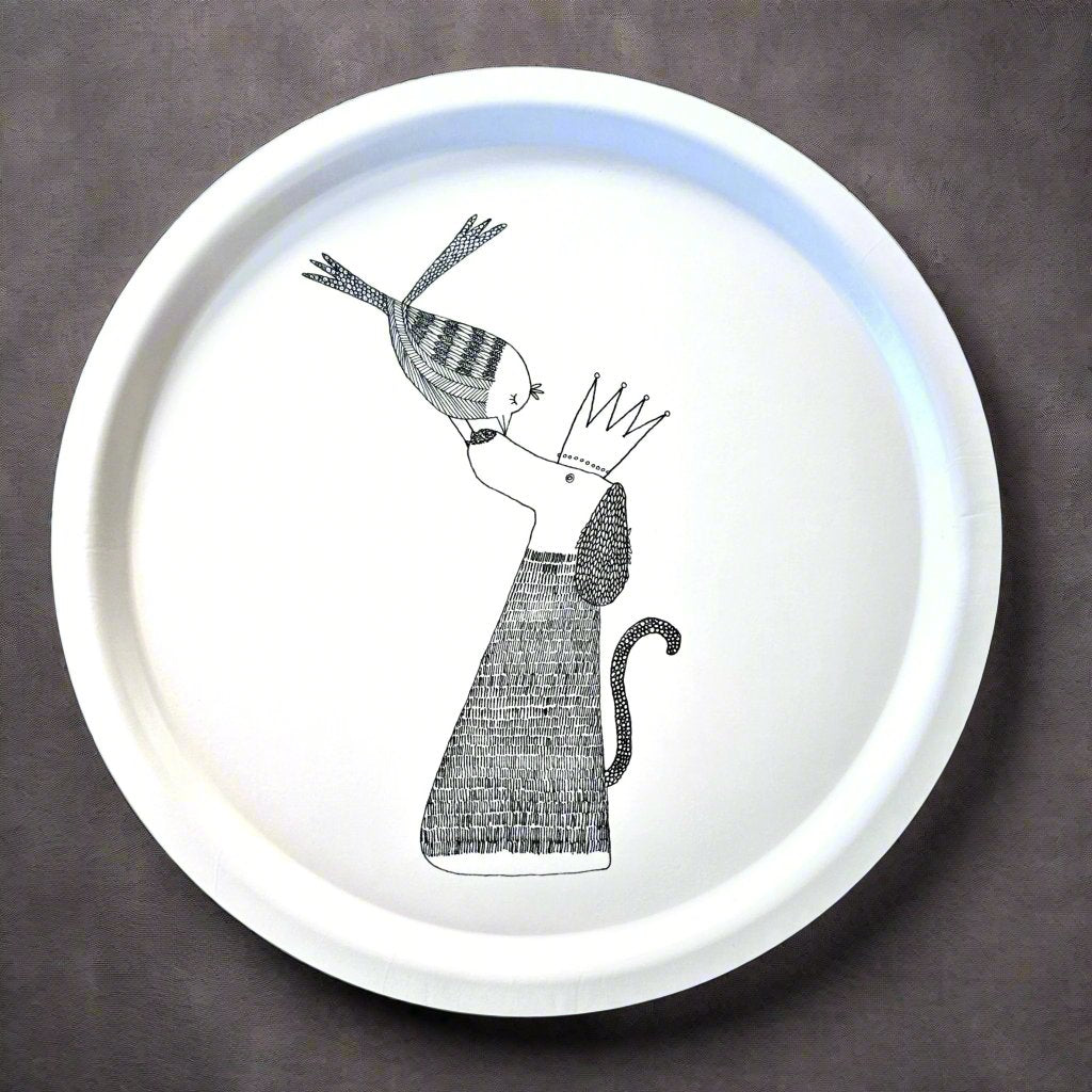 Bird & Dog Round Tray - By Deepali Singh
