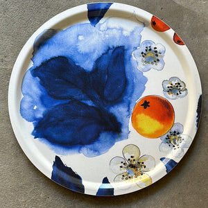 Blombär Round Fabric Tray - Blue - By Mialotta Arvidsson Mars