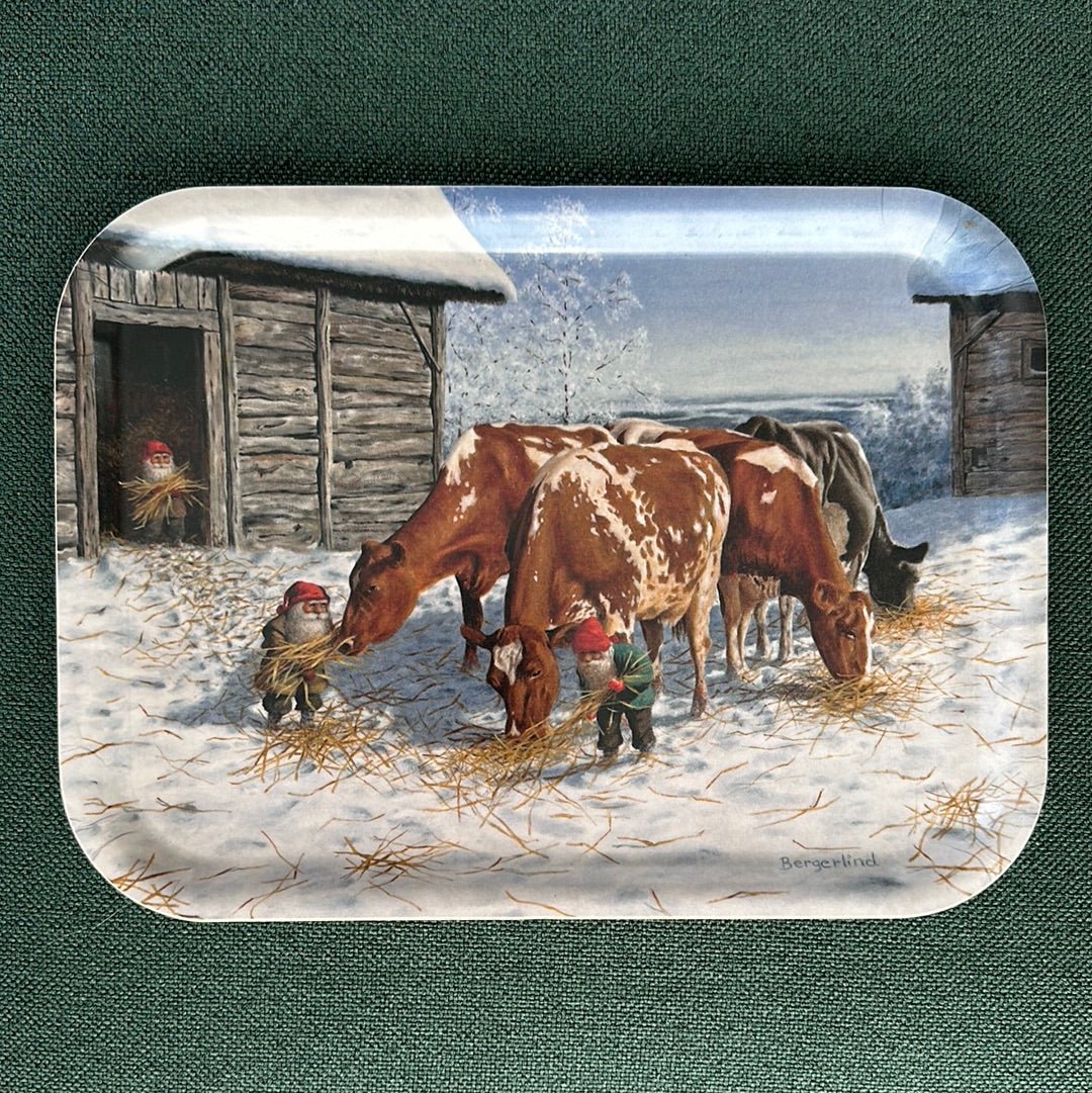 Christmas Rectangular Tray, Cows - By Bergerlind