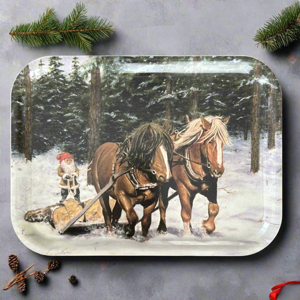Christmas Rectangular Tray, Horses - By Bergerlind