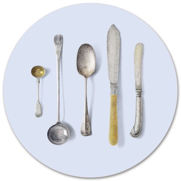 Cutlery Round Placemat - Blue - Michael Angove