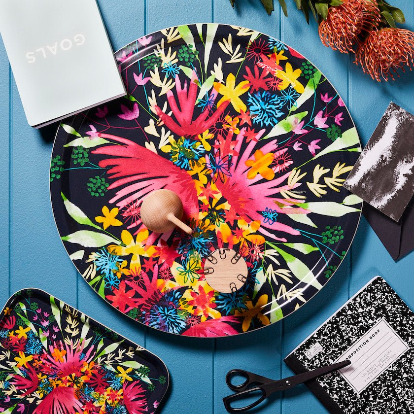 Flowers Round Tray - By Kevin Brackley