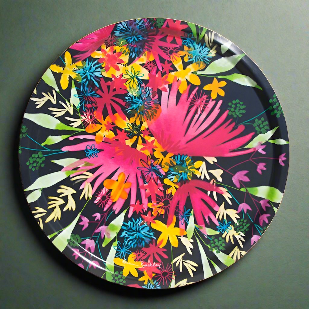 Flowers Round Tray - By Kevin Brackley