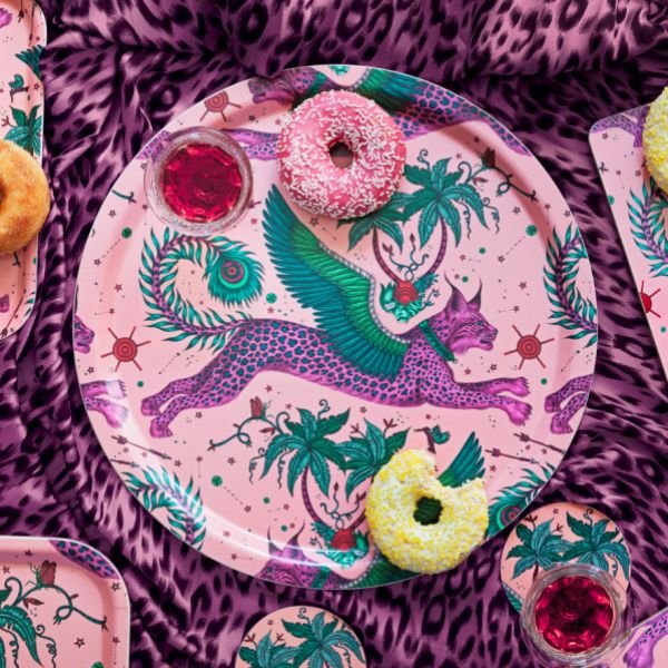 Lynx Round Tray - Pink - Emma J Shipley