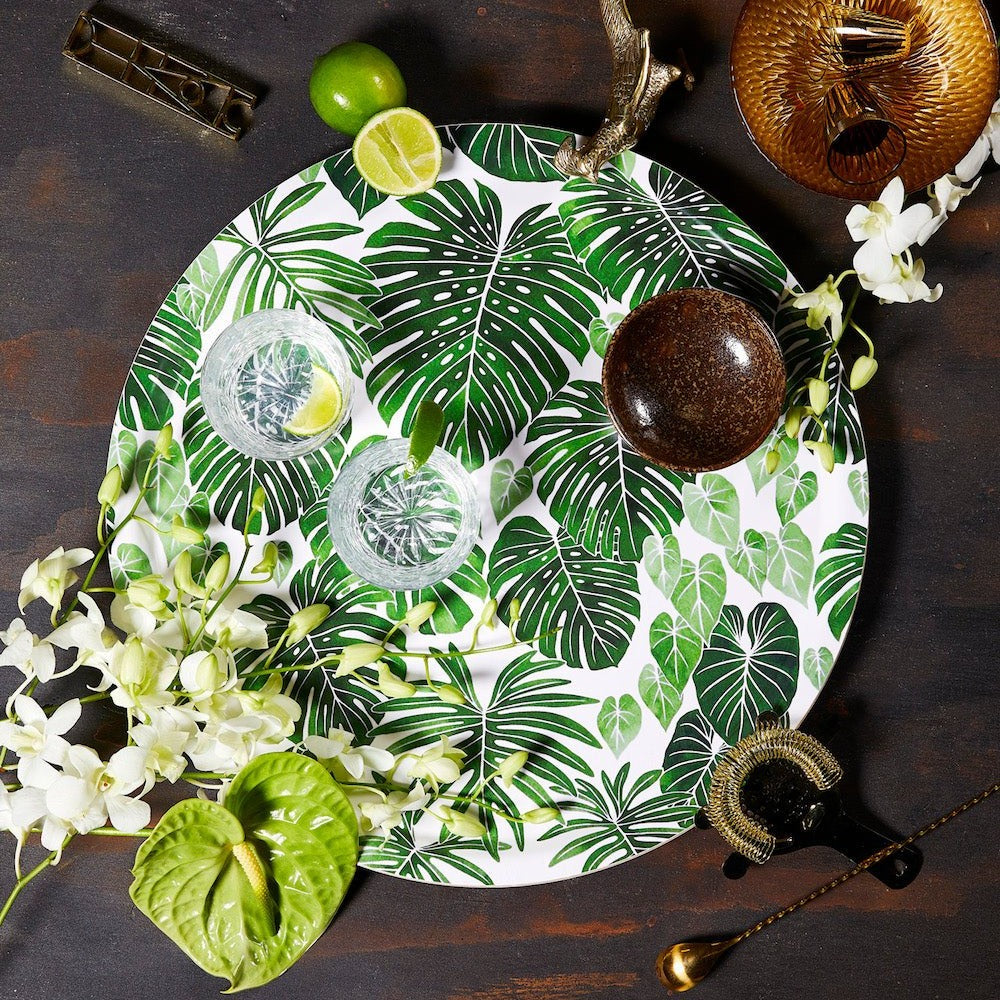 Monstera Round Tray