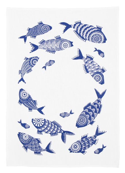 Shoal of Fish Tea Towel - White - Asta Barrington