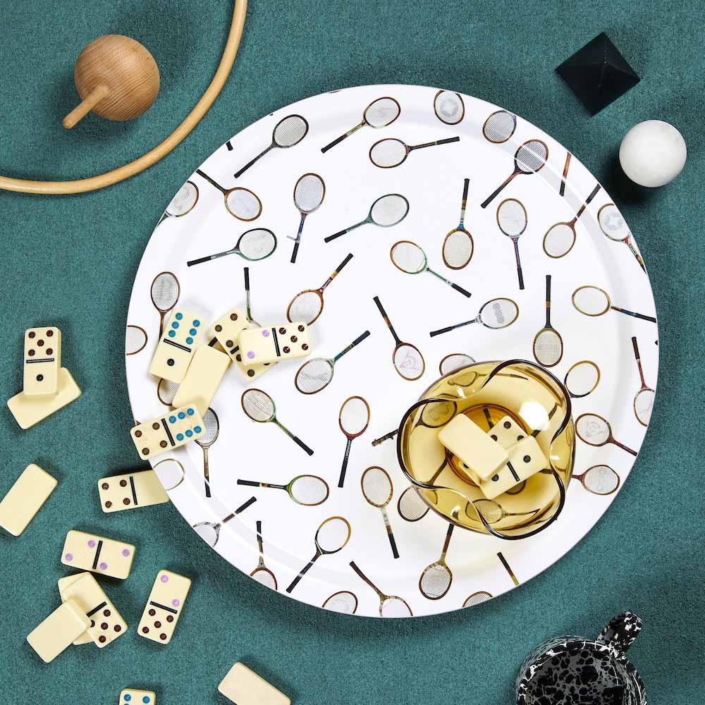 Birchwood tray with tennis pattern