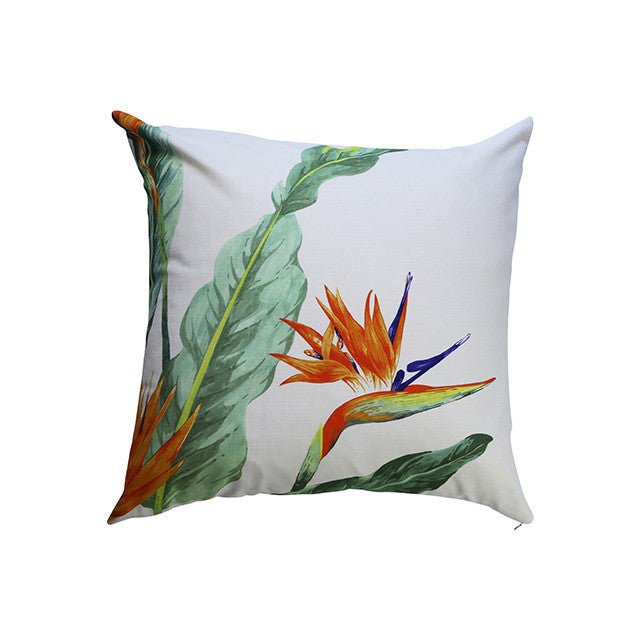 Cushion cover with bird of paradise pattern