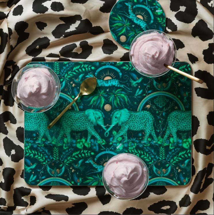 Zambezi Elephant Placemat - Teal - Emma J Shipley
