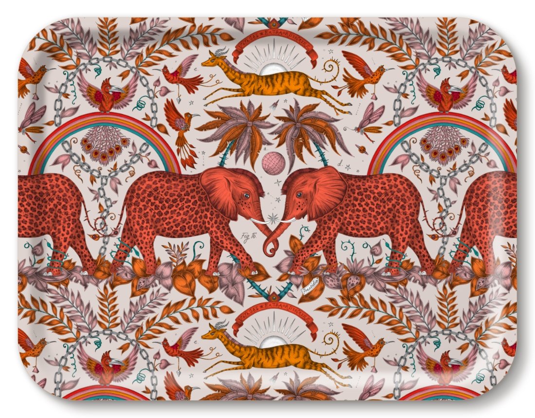 Zambezi Elephant Rectangular Tray - Orange - Emma J Shipley