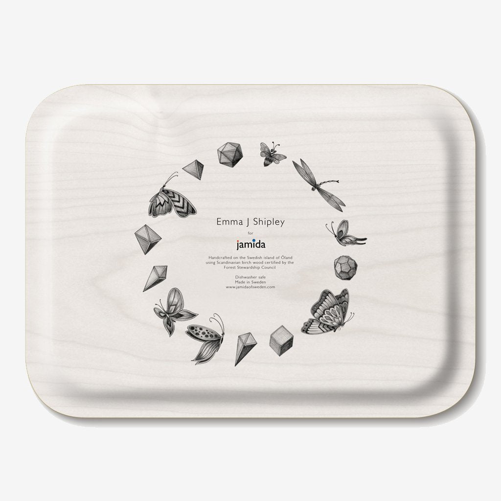 Pink Zambezi birchwood tray featuring elephants designed by Emma J Shipley 